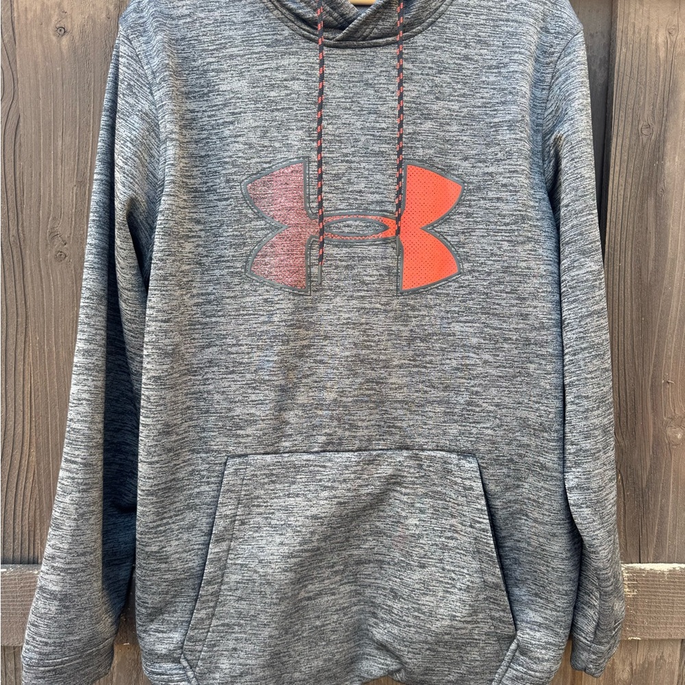 Under Armour Men's Heather Gray Sweater with Red Logo